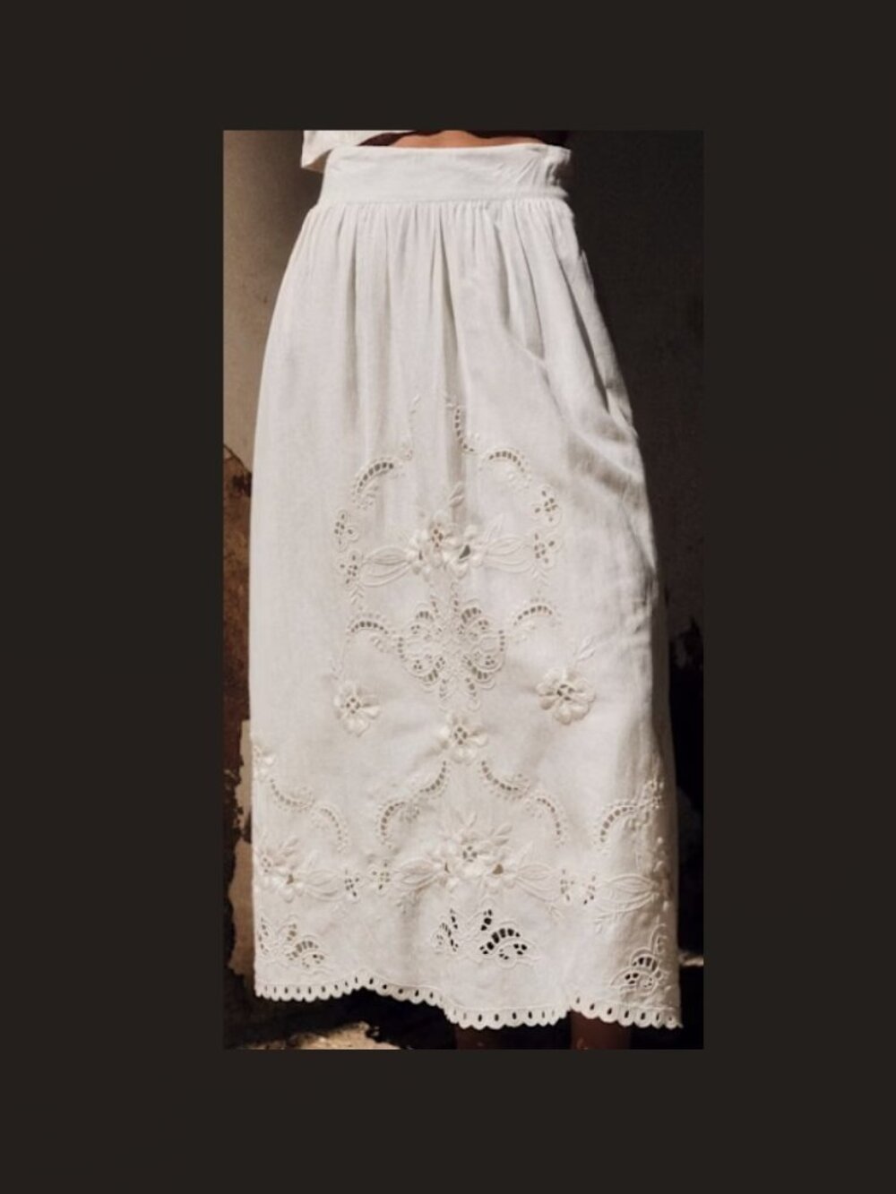 Sezane Noa Skirt, Ecru Embroidery, Size 6